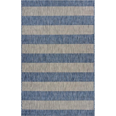 Palacedesigns 5 x 7 ft. Navy Stripes Indoor & Outdoor Area Rug PA2627858